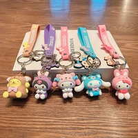 kawaii sanrio anime hello kitty kuromi cute cartoon cinnamoroll my melody girly heart keychain bag pendant toys for girls