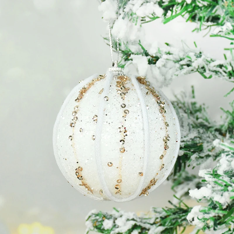 

4Pcs 8cm Christmas Tree Hanging PE Foam Bauble Balls xams ornament for home 2023 New Year party decoration Navidad Noel
