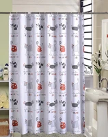 cartoon bath curtain cute cat pattern shower curtains bathroom waterproof thickened polyester cloth with 12 pcs hooks