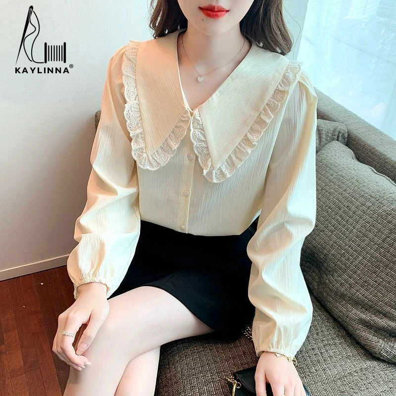 KAYLINNA Autumn Women Blouse Office Lady Casual Shirts Ruffles Long Sleeves Blouses Women Chiffon Shirt Top Women's Clothing