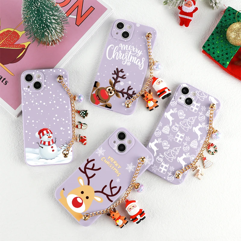 Чехол с рождественской цепочкой для Huawei P30 Lite P20 P40 Honor 50 10i 9X 8X Mate 20 Pro P Smart 2021 Y7 Y9 Prime
