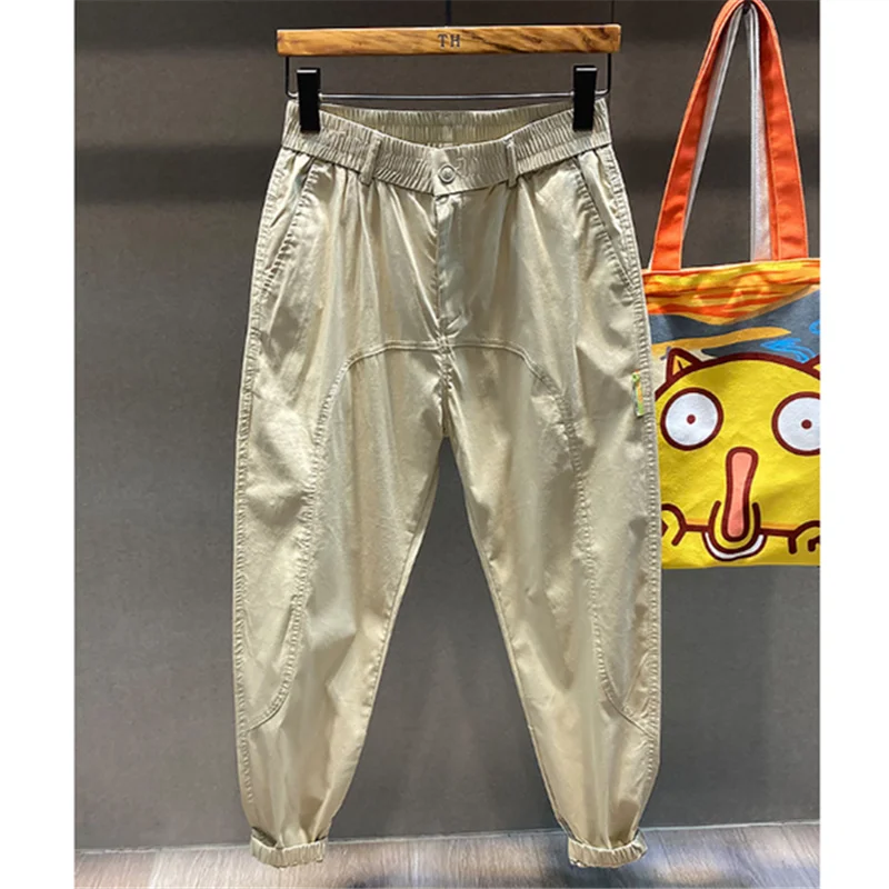 Men's Cargo Pants Casual Solid Nine-Point Pantalon Male 2022 New Summer Thin Harem Trousers Streetwear Pocket Sweatpants