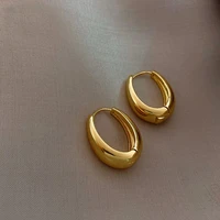new classic copper alloy smooth metal hoop earrings ladies fashion korean temperament girls daily wear earrings
