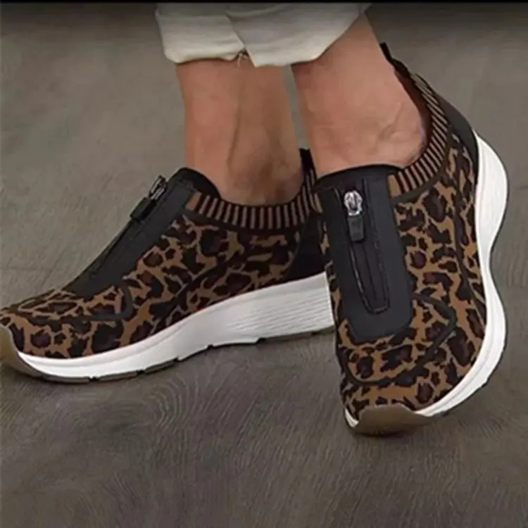 

New Women Vulcanize Shoes Solid Color Zipper Flat Ladies Sneakers Fashion Casual Comfy Outdoor Sport Female Footwear Plus Size43