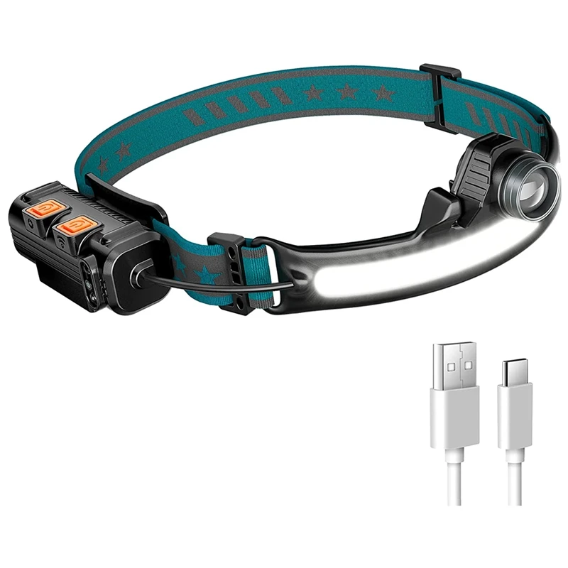 

Type-C Charging Sensor Headlight LED Outdoor Night Fishing Running Zoom COB Floodlight Headlight