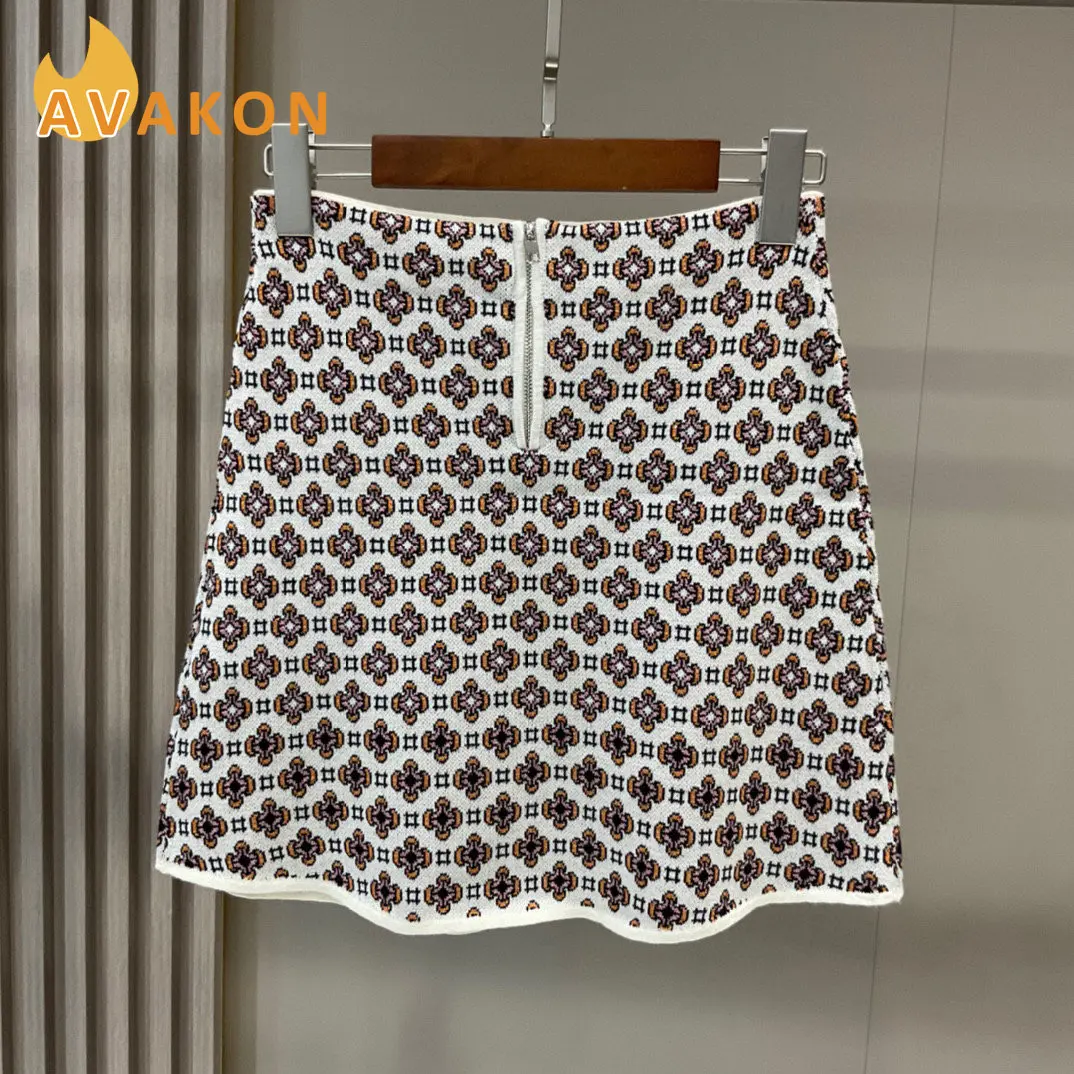 Женская трикотажная юбка на молнии с цветочным принтом и пуговицами - купить по