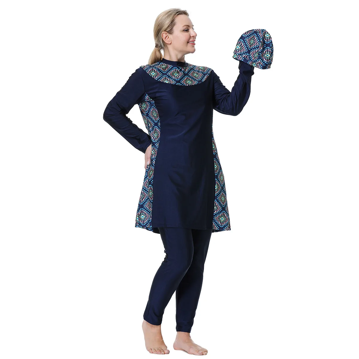 

Мусульманский скромный купальник, женский купальник, Исламский купальник Burkini, накидки с длинным рукавом, купальный костюм с шапочкой для женщин