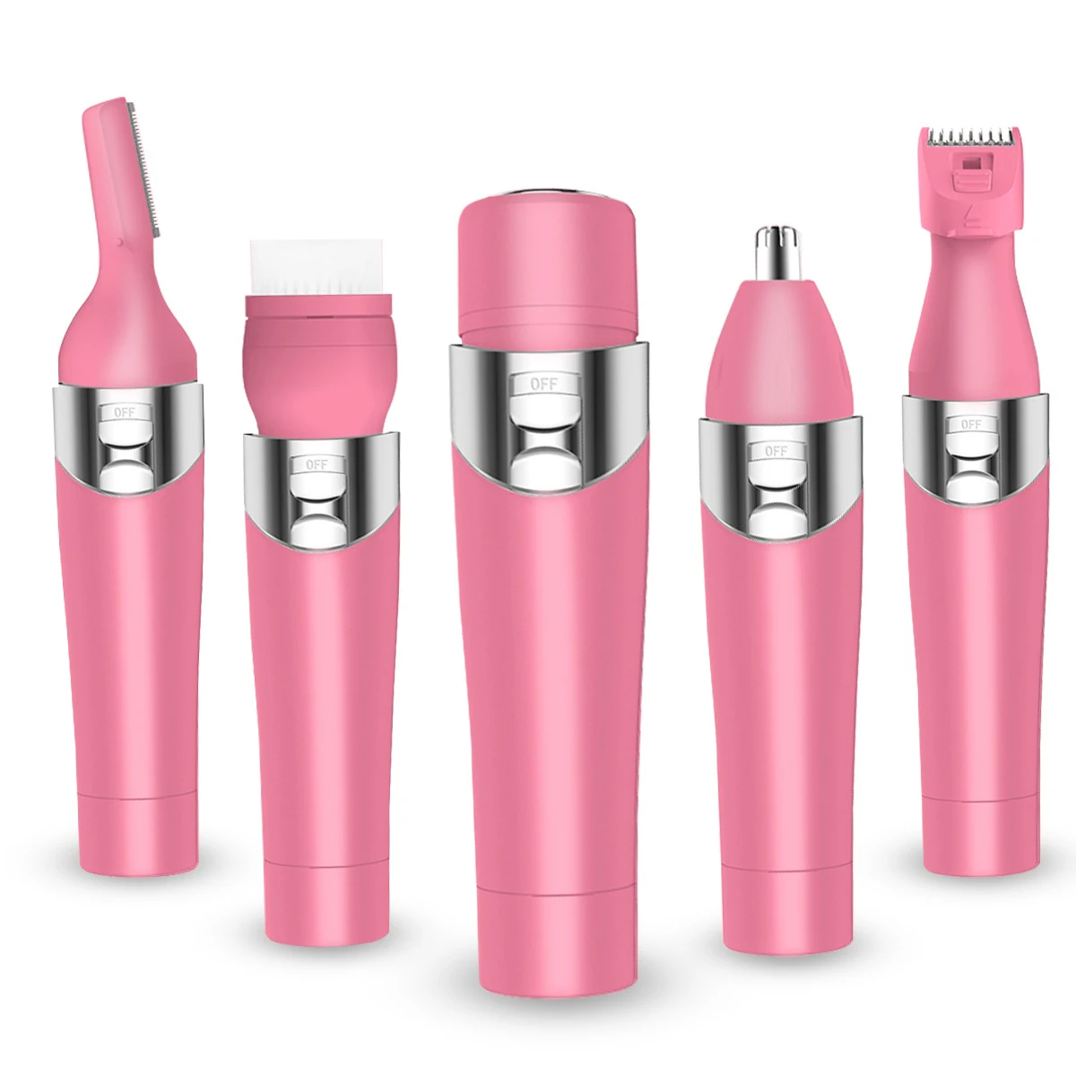 

5 IN 1 Electric Bikini Trimmer Kit Face Nose Body Legs Hair Removal Epilator with Face Cleansing Brush USB Rechargeable