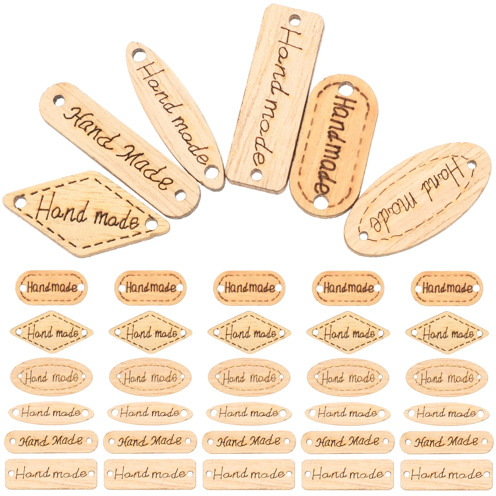 

Tag Button Wooden Wood Buttons Label Tags Natural Sewing Scrapbooking Crafts