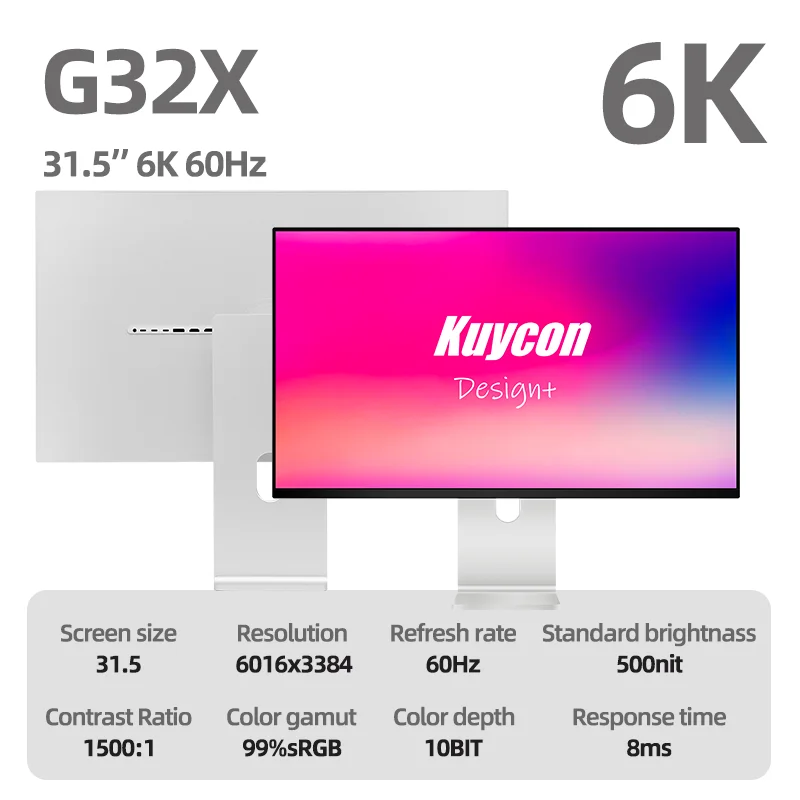 Фото Монитор KUYCON G32X для офиса, 60 Гц, время отклика 5 мс, IPS, 32 дюйма, 6K, для настольного ПК, LED-дисплей, с кронштейном №1