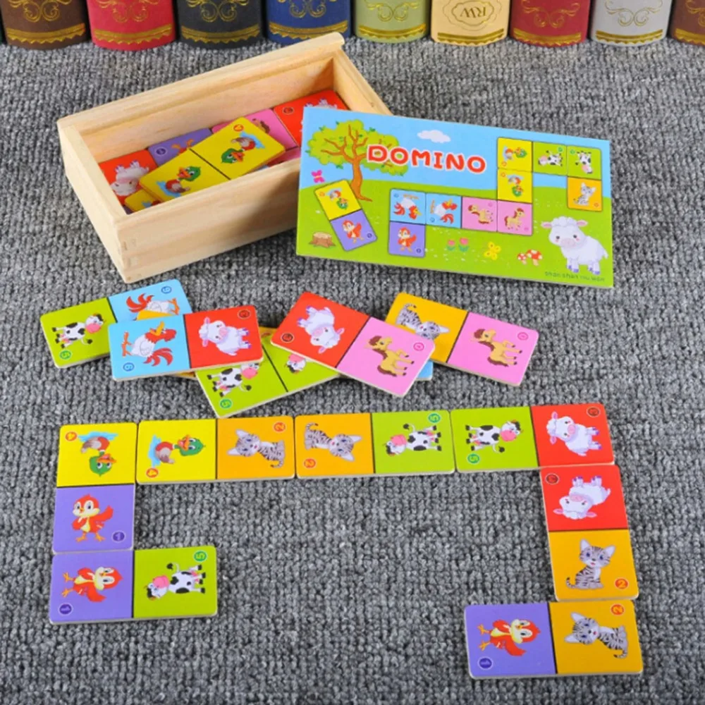 

Cognition Domino Montessori Childrens Wooden Toys Board Game High-grade Kids Puzzle Jigsaw Early Learning Educational Puzzle Toy