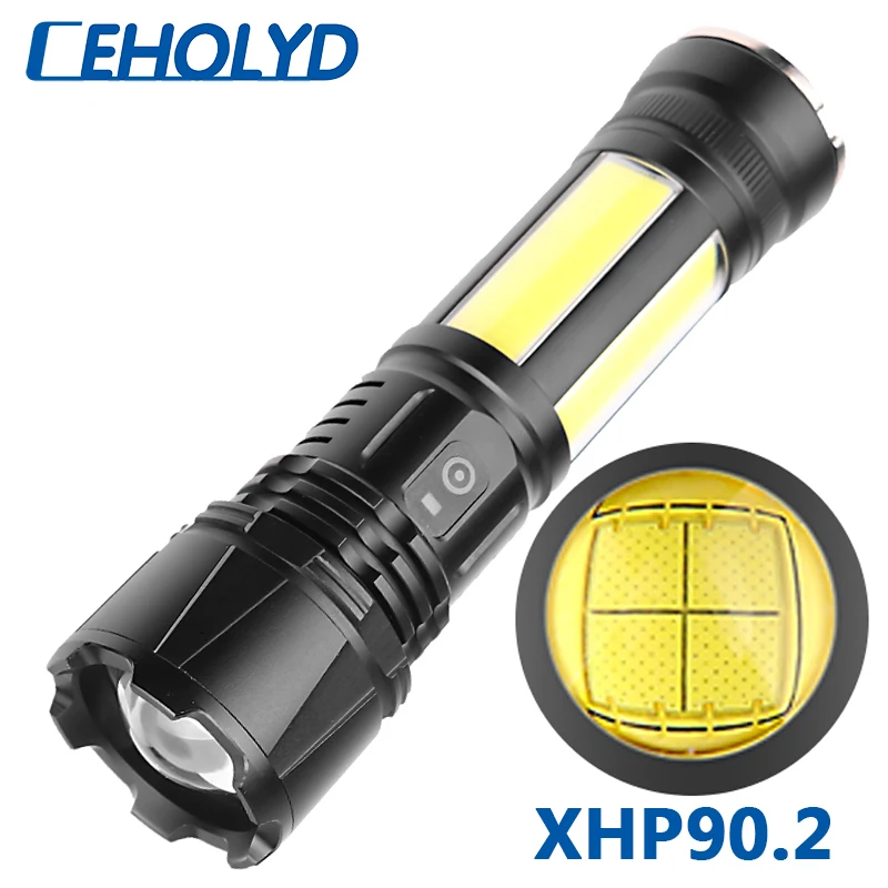 

XHP90.2 COB высококачественный 4-ядерный тактический светодиодный фонарик с аккумулятором 18650 26650, Usb Перезаряжаемый фонарик, масштабируемый фон...