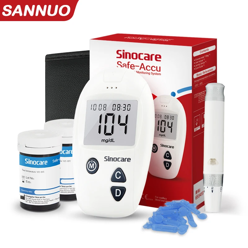 

Sannuo Sinocare Blood Glucose Meter Safe-Accu Glucometer Monitor Medical Devices Diabetes Tester Test Strips Lancets Blood Sugar