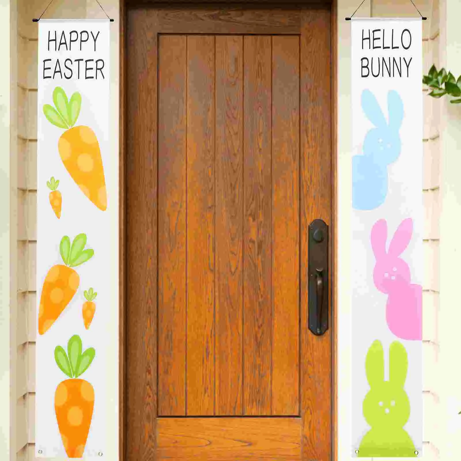 

Easter Banner Door Porch Adorn House Number Festival Sign Polyester Themed Couplets Hanging Decoration