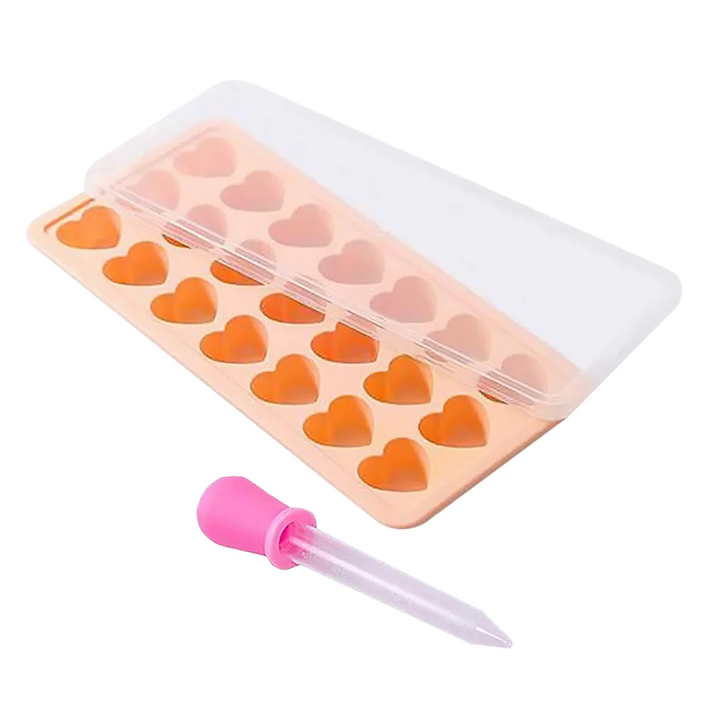

Heart Shaped Silicone Ice Tray with Lid Mold for Freezer