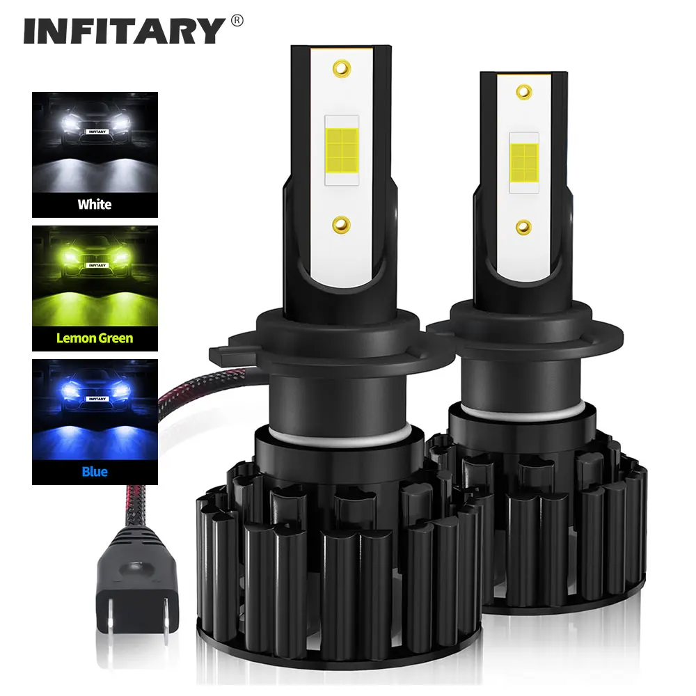 

Infitary Car LED Headlight H7 H4 H11 H8 H9 9006 HB4 9005 HB3 H1 880 881 9012 Lights Blue Bulbs Lemon Green Fog Light for Auto