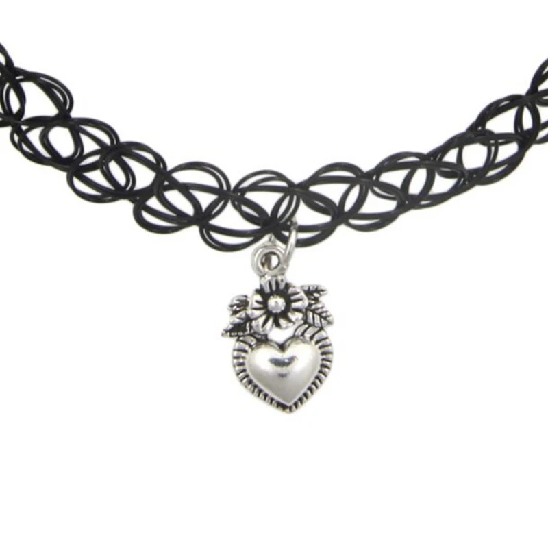 Gothic Pentagram Tattoo Choker Hand Feather Evil Eye Infinity Elephant Tree Karma Buddha Saturn Necklaces Pendant Women Jewelry images - 6