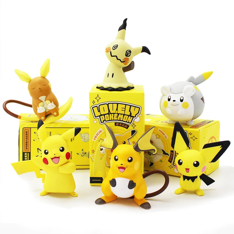 

Pokemon Anime Figure Blind Box Toy Pokmon Anime Pikachu Raichu Action Figure Cartoon Model Car Decoration Dolls Toy Gift