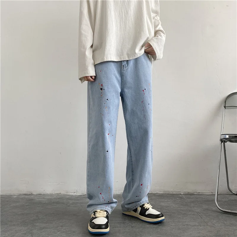 Straight Harem White Jeans Summer Korean Mens Loose Denim Trousers Streetwear Male Casual Pants Men's Trousers Mens Jeans
