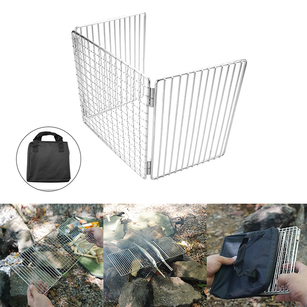 

Outdoor Camping Portable Foldable Stainless Steel Barbecue Net Grilled Fish Mesh Camping Equipments Accs Outdoor Tools
