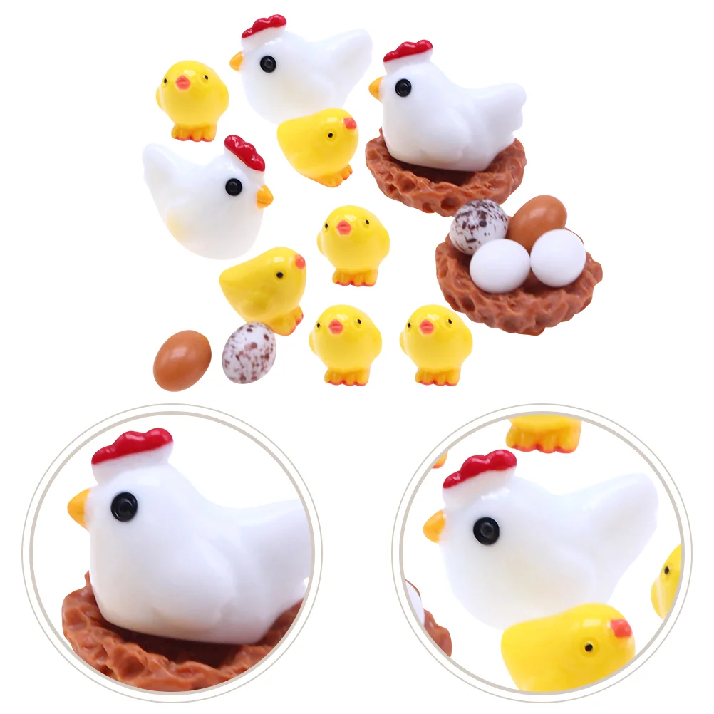 

Chicken Chick Miniature Mini Figurines Resin Easter Animals Figurine Micro Egg Ornament Landscape Figures Hen Model Accessories