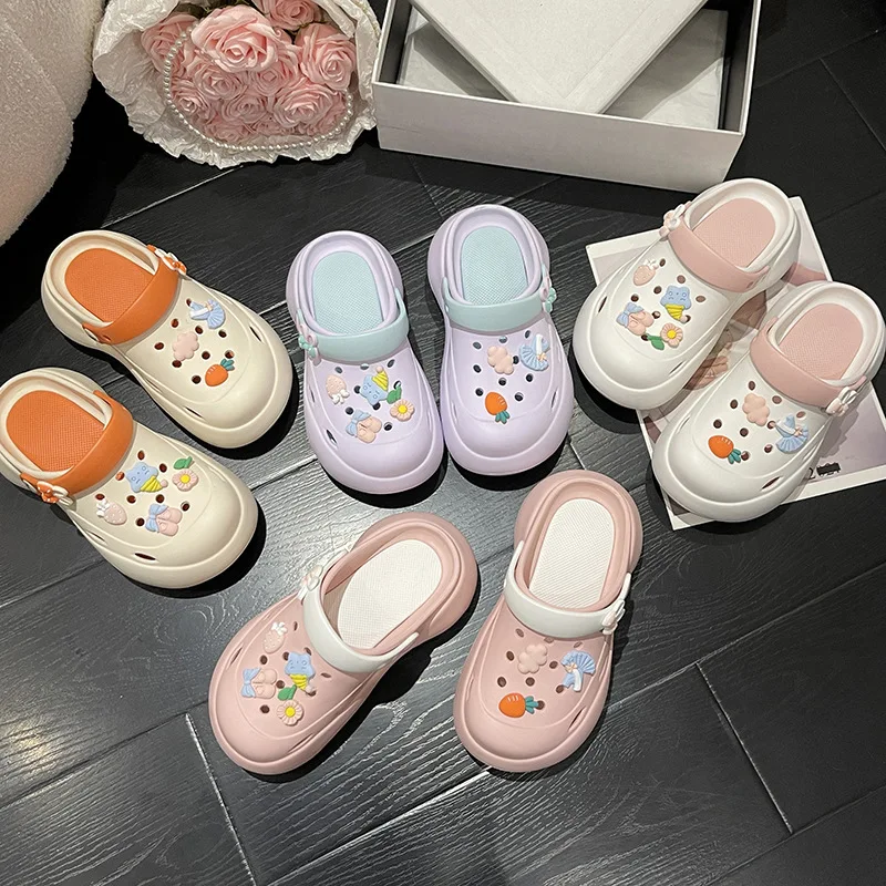 Summer Clogs Slippers Women Wedges High Platform Garden Shoes Outdoor Beach Sandals Home Girls Quick Dry Cute Thick Sole Slides