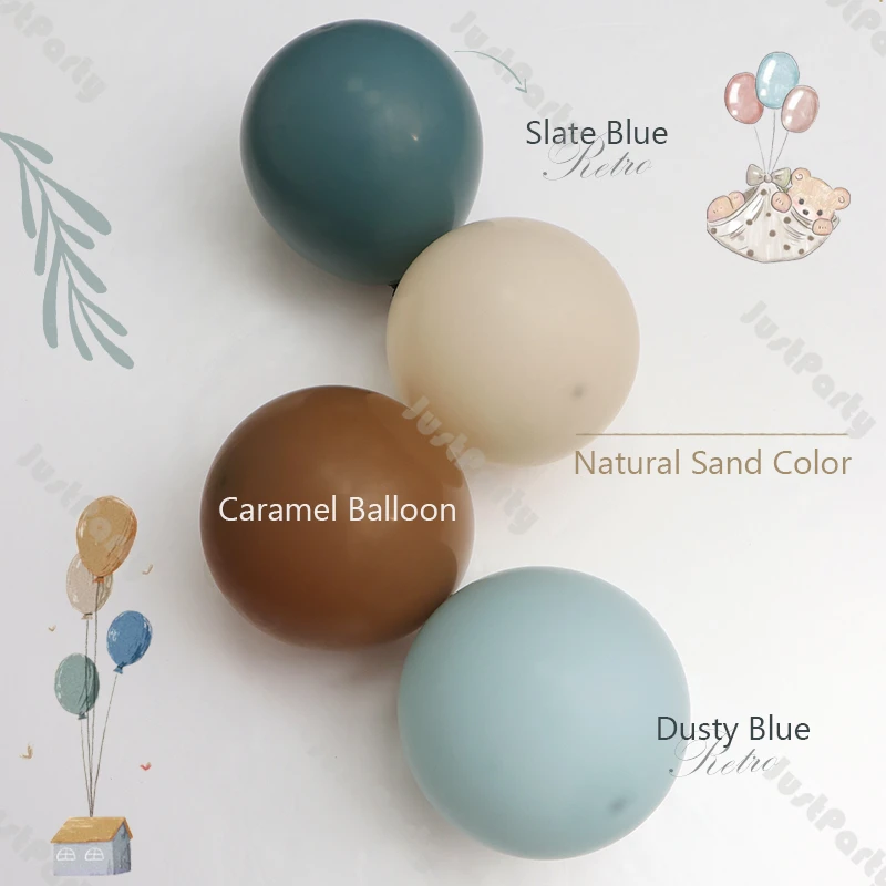 5/10/12/18inch Retro Matte Balloon Decorations Dusty Ocean Blue Caramel Beige Balloons Garland Arch Kit Boy Birthday Party Decor - купить по