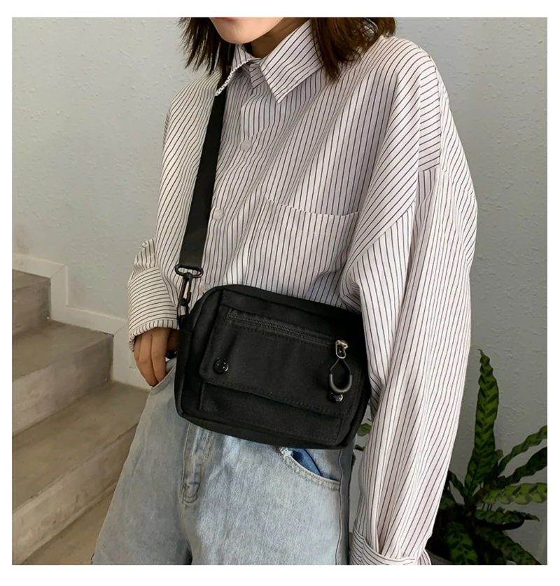 Casual women's canvas bag Girl Messenger Crossbody Student Bag Small single Shoulder Bags Purse mobile phone bag