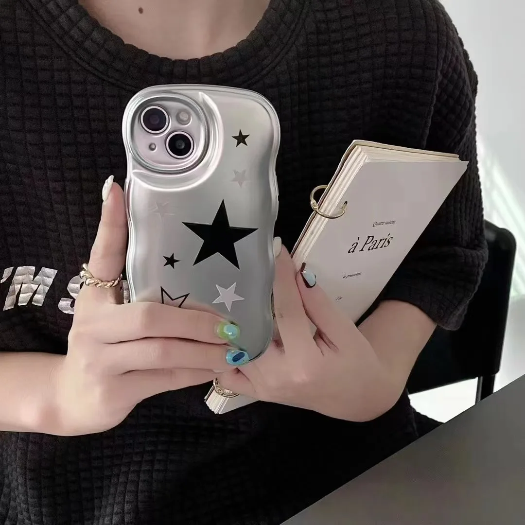 Черный Защитный чехол со звездами для iPhone 11 Pro Max 12 12Pro мягкий блестящий 13 13Pro max 14 Plus