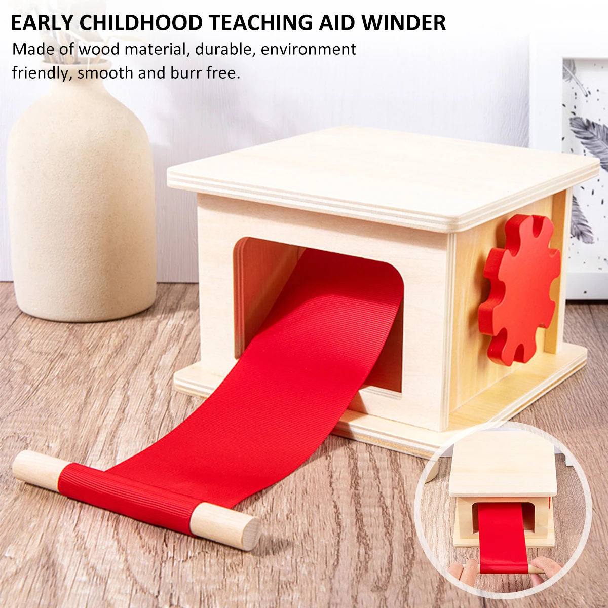 

new Fabric Winder Toy Early Educational Wooden Winder Toy Montessori Winder Game Toy Improve Fine Motor Skills Sensory Winder