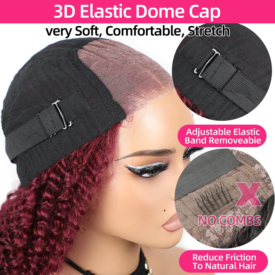 Волосы Ywawe волнистые волосы бордового цвета 99J парик без клея с предварительным