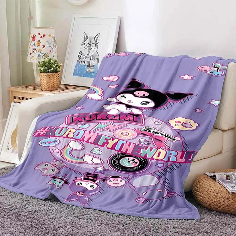Модное одеяло Hello Kitty Kuromi для дивана мягкое Фланелевое пушистое покрывало