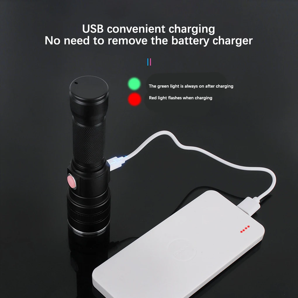 

Фонарь ручной Телескопический перезаряжаемый фонарик P50 1800 лм, 3-ступенчатый фонарик, осветительный инструмент с ремешком