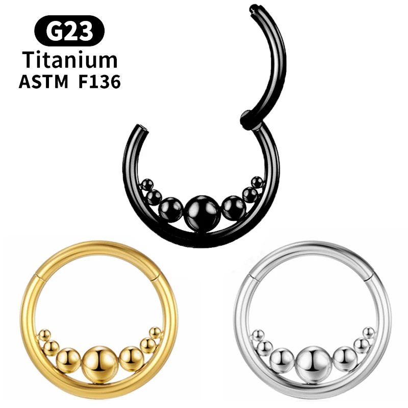 

G23 Titanium Nose Hoop Tragus Piercing Ball Clicker Daith Helix Diaphragm Crystal Cartilage Industrial Earrings Body Jewelry