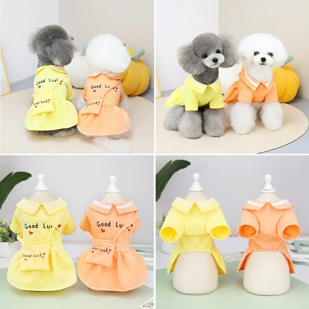 

with Bag Cute English Printing Pet Skirt Polyester Teddy Dress Sweet Style for Pomeranian