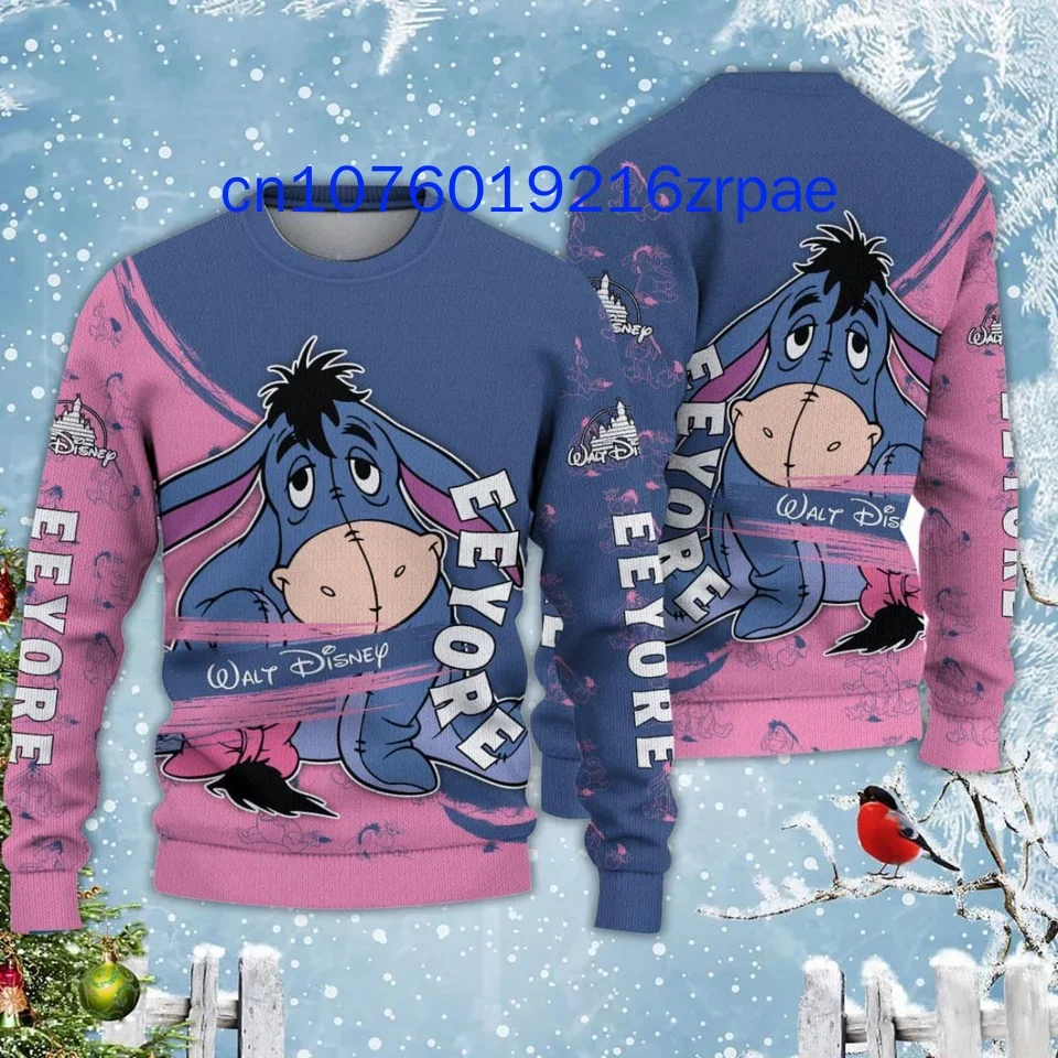 Новый детский рождественский свитер Disney Eeyore с 3D принтом для мужчин и женщин