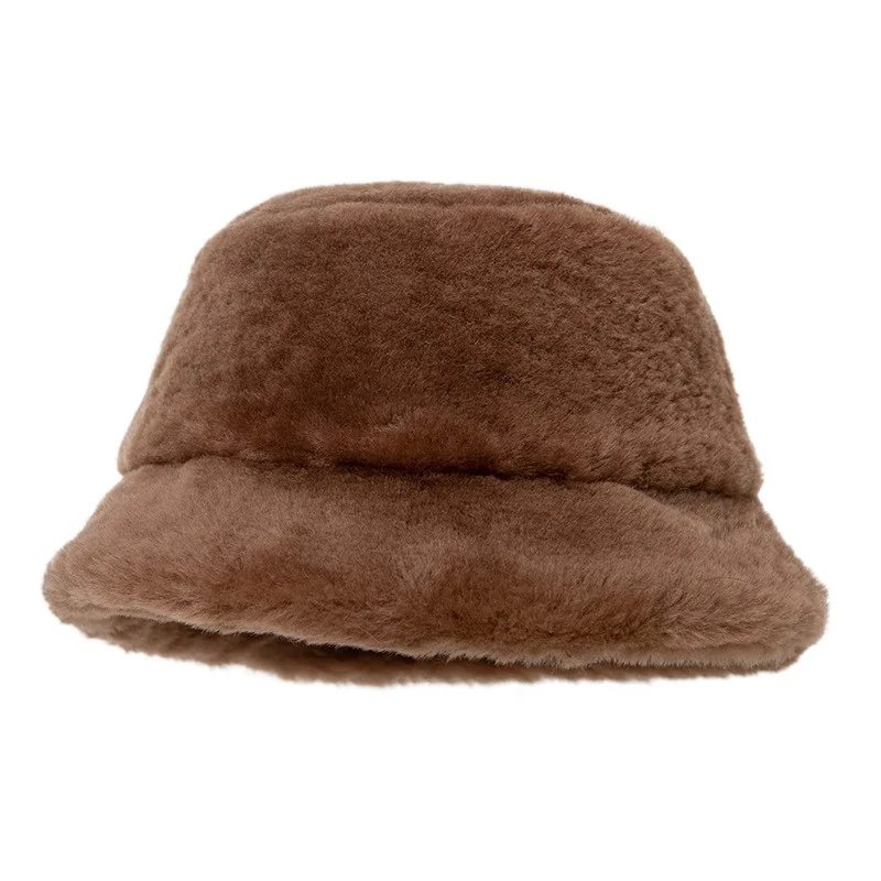 

Women's Fashion Plush Fisherman Hat Winter Short Wool Outdoor Warm Basin Hat Casual Solid Color Short Brimmed Plush Basin Hat