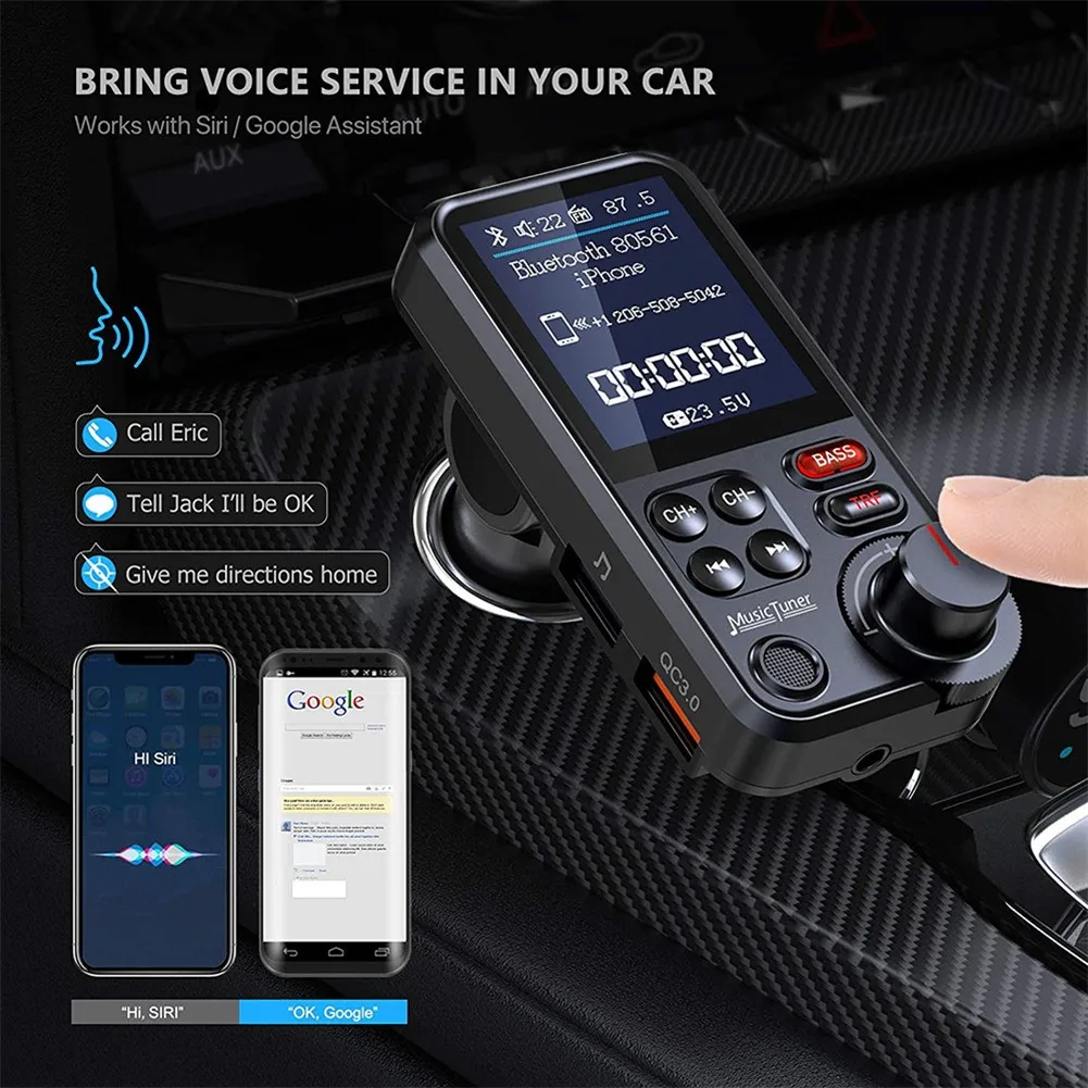 Fm Transmitter Mp3 Player Audio Charging Handsfree Adjustable Bass High/low Mp3 Equalizer