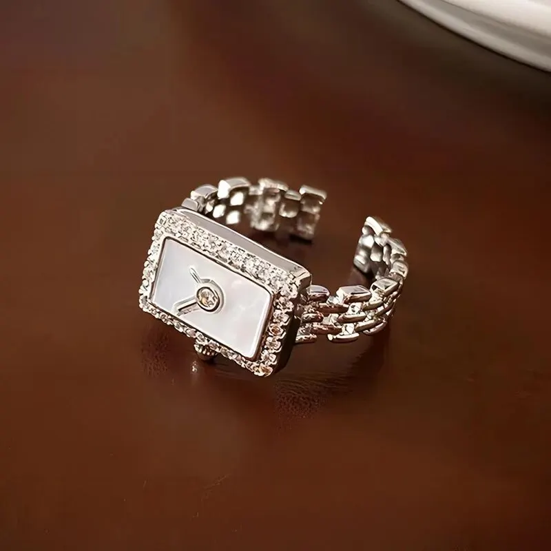 Модные часы с круглым кубическим цирконием металлическое кольцо геометрическим