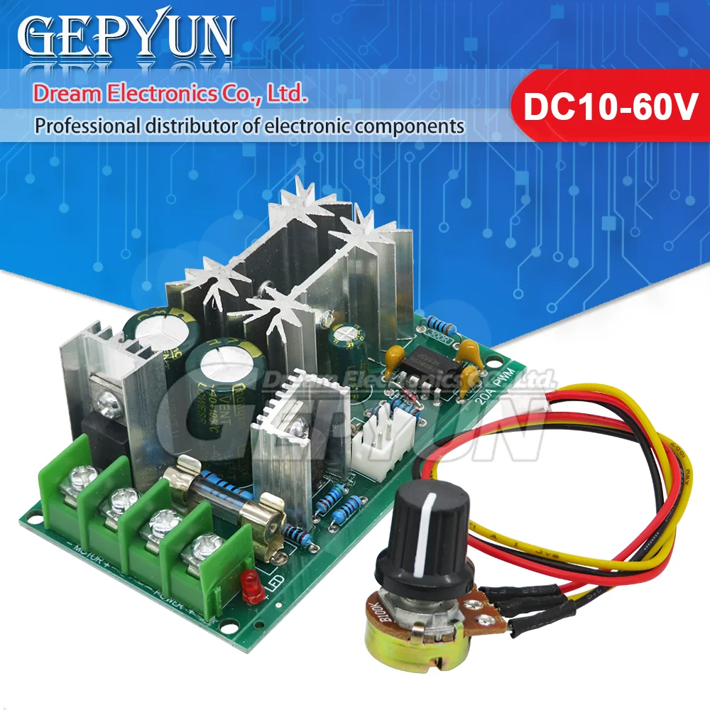 DC10-60V DC 20A Current Voltage regulator Motor Speed Controller Switch PWM High Power Drive Module 60A 12V 24V 36V 48V