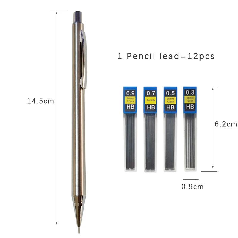 Full Metal Mechanical Pencil 0.3mm/0.5mm/0.7mm/0.9mm High Quality HB Automatic Pencils Writing School Pencils Office Supplies images - 6