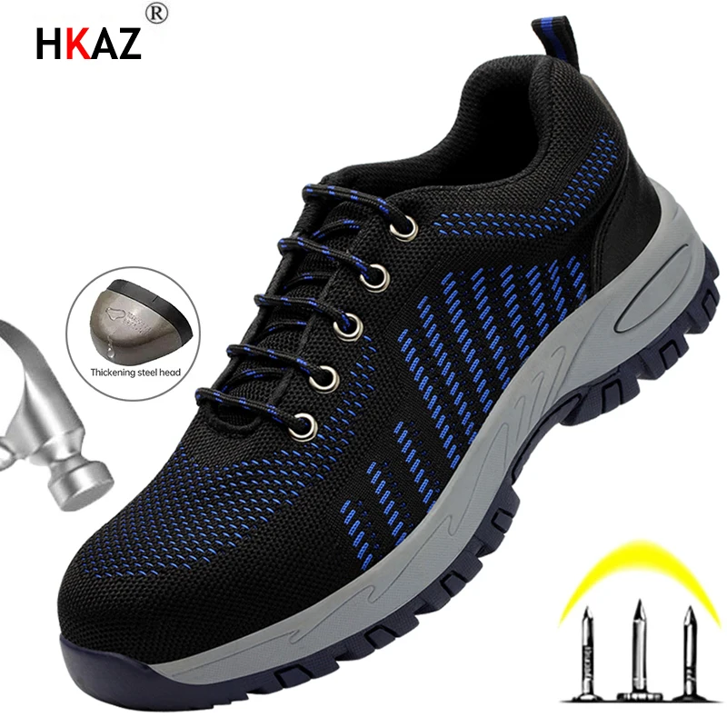 

HKAZ For Men Outdoors Anti-Smashing Work Sneakers Steel Toe Cap Safety Shoes Stab Proof Indestructible Protective LBX9103