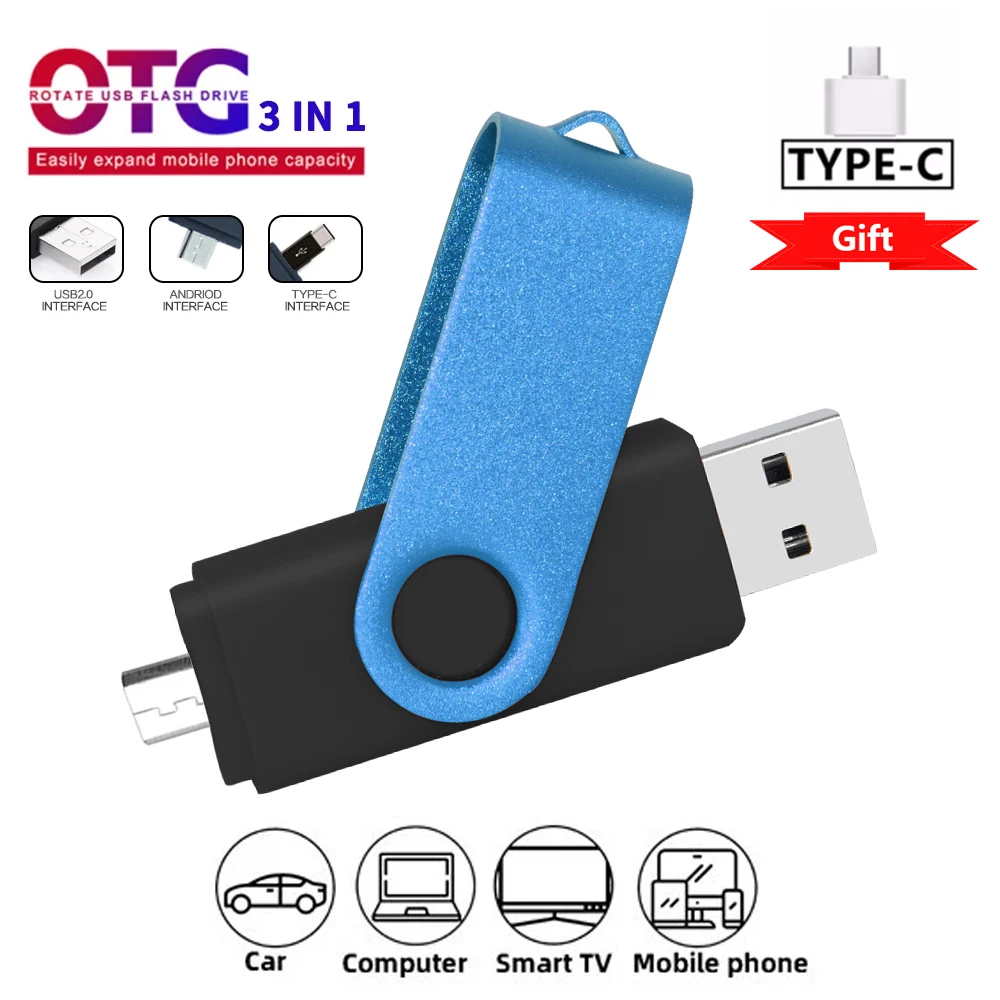 

360°Rotation USB Flash Drives OTG Pen Drive 64GB 32GB USB Stick 16gb Waterproof Pen Drive for Android Micro/PC Gift Custom Logo