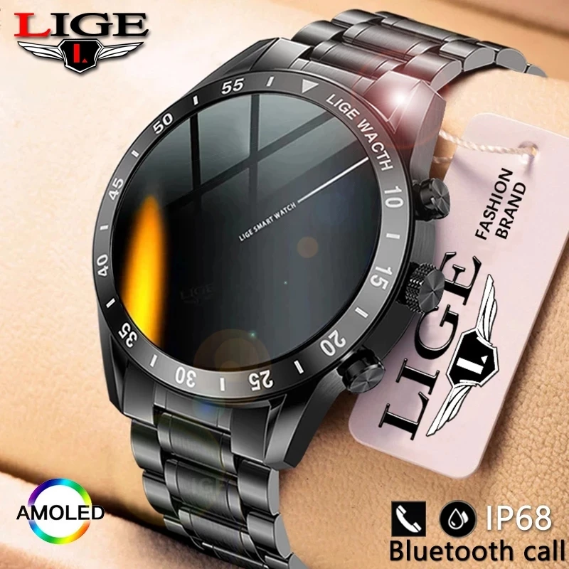 

LIGE 2022 New Bluetooth Call Smart Watch Men Full Touch Sport Fitness Watches Waterproof Heart Rate Steel Band Smartwatch 2022