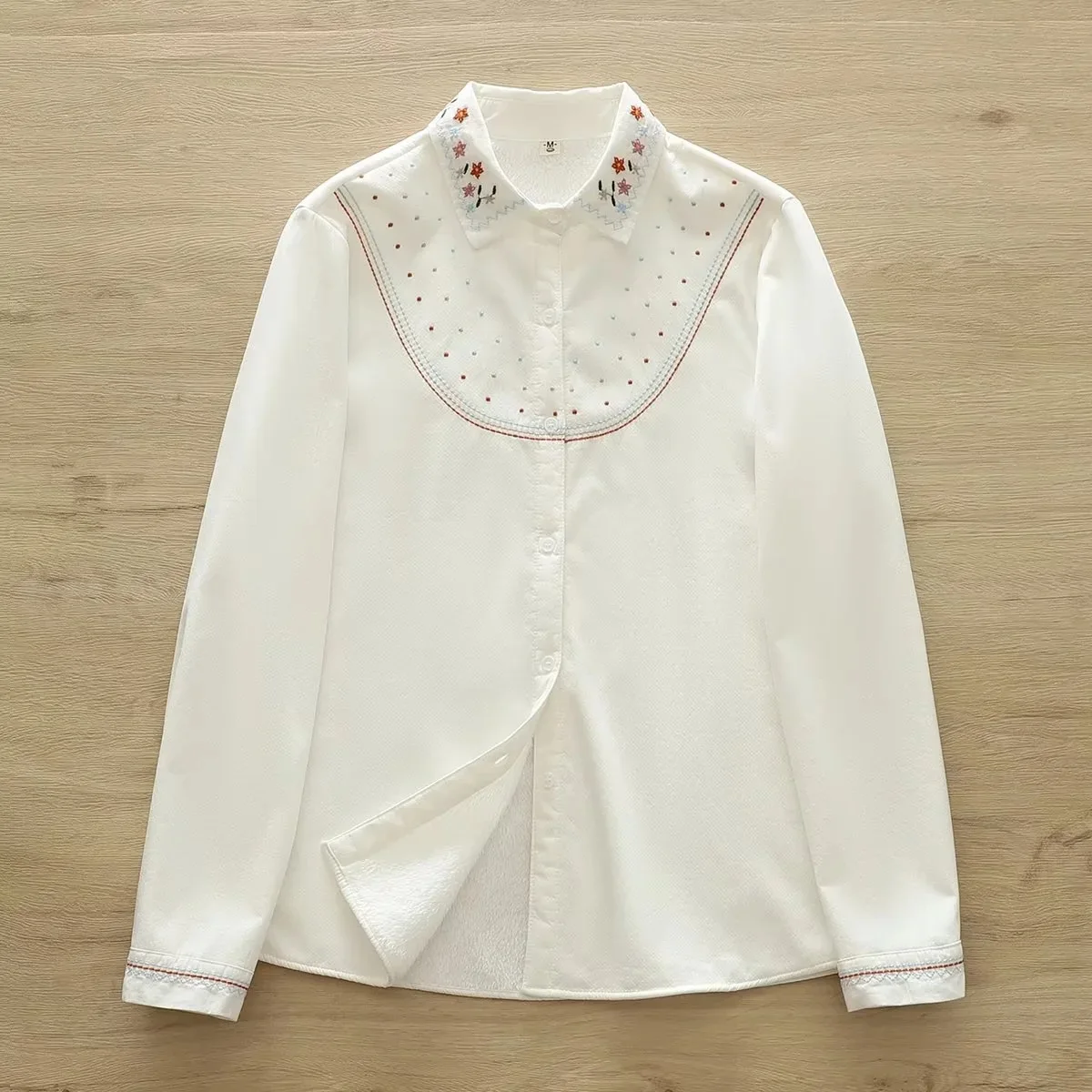 Новая осенняя хлопковая рубашка утолщенная свободная блузка с длинными рукавами