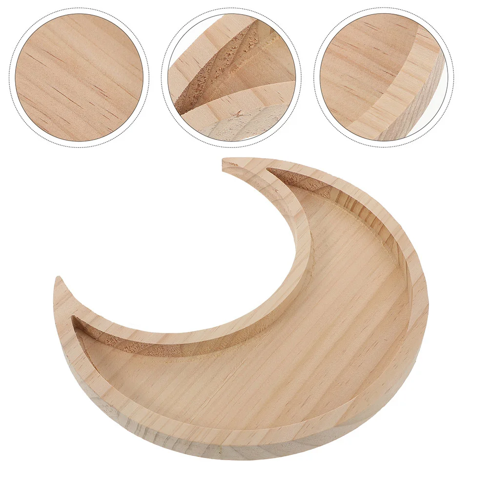 

Tray Household Snack Plate Wooden Moon Tray Wood Serving Tray Wooden Storage Plate for Restaurant Bedroom Kitchen Desktop