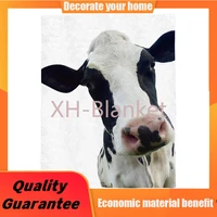 animal flannel throw blanket funny cow head black white printed warm plush lightweight couch bed blanket all season use