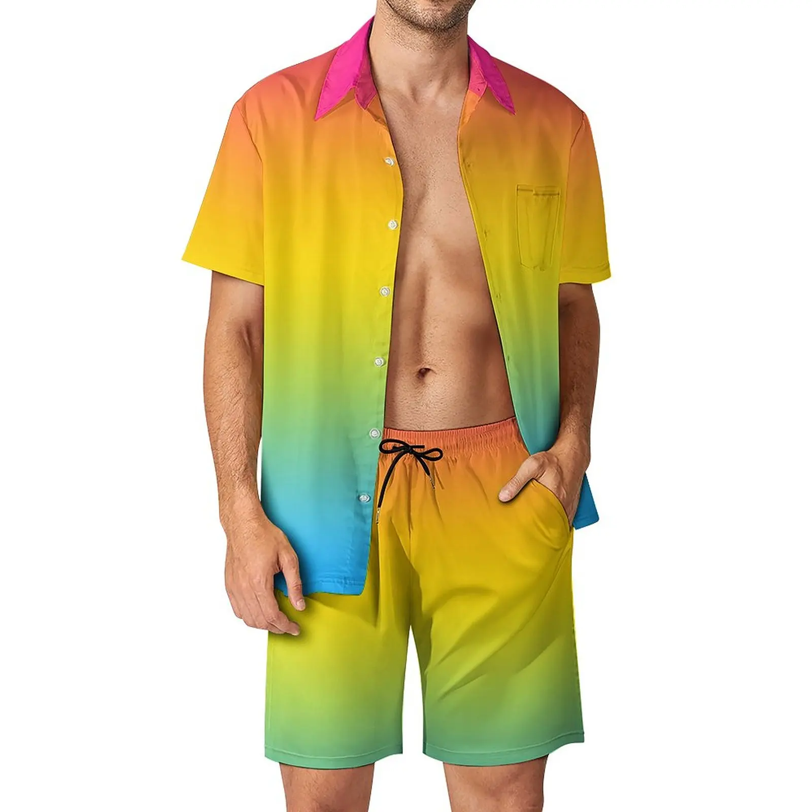

Gradient Pansexual Flag Men's Beach Suit Creative 2 Pieces Pantdress top Quality Shopping Eur Size