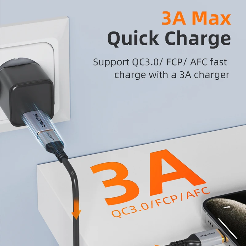 Фото Адаптер CABLETIME USB A 3.2 Gen 2 — USB C, двойной адаптер 10 Гбит/с, 3A, быстрая зарядка, USB A — USB C для ноутбука HUAWEI XIAOMI №4