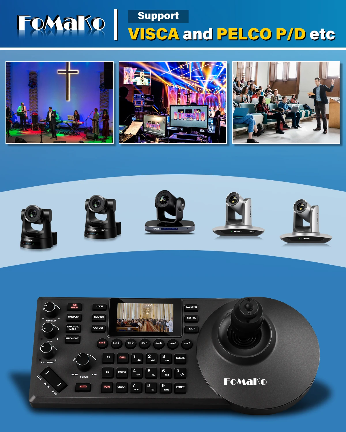 Фото FoMaKo Лучшая цена 2024, BH450 FMK30UH, 30X HDMI PTZ-камера и видеомикшер, контроллер переключателя для церков №5